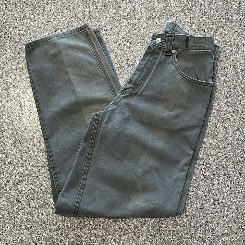 Vintage Lee Jeans Womens 6 M 31" High Rise Riveted Buckle Back Green 90's USA